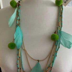 Summer necklace with feather charms